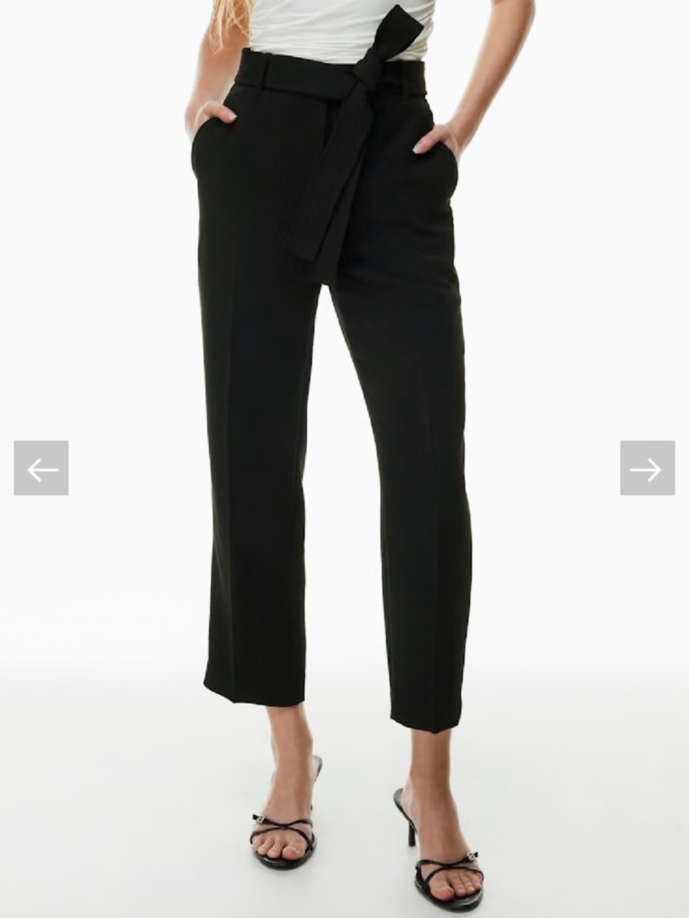 Aritzia Black High-Rise Tie-Front Ankle Trousers